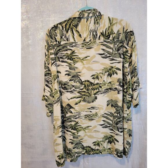 Route 66 Mens Retro 3X Green Palm Trees Hawaiian Shirt Vacation Beach Island - Picture 3 of 3